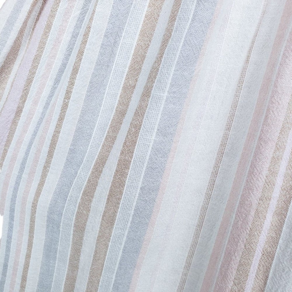 Loft Beach Cotton Linen Blend Striped Midi Dress Neutral Elasticized Waist XXS - Picture 6 of 8